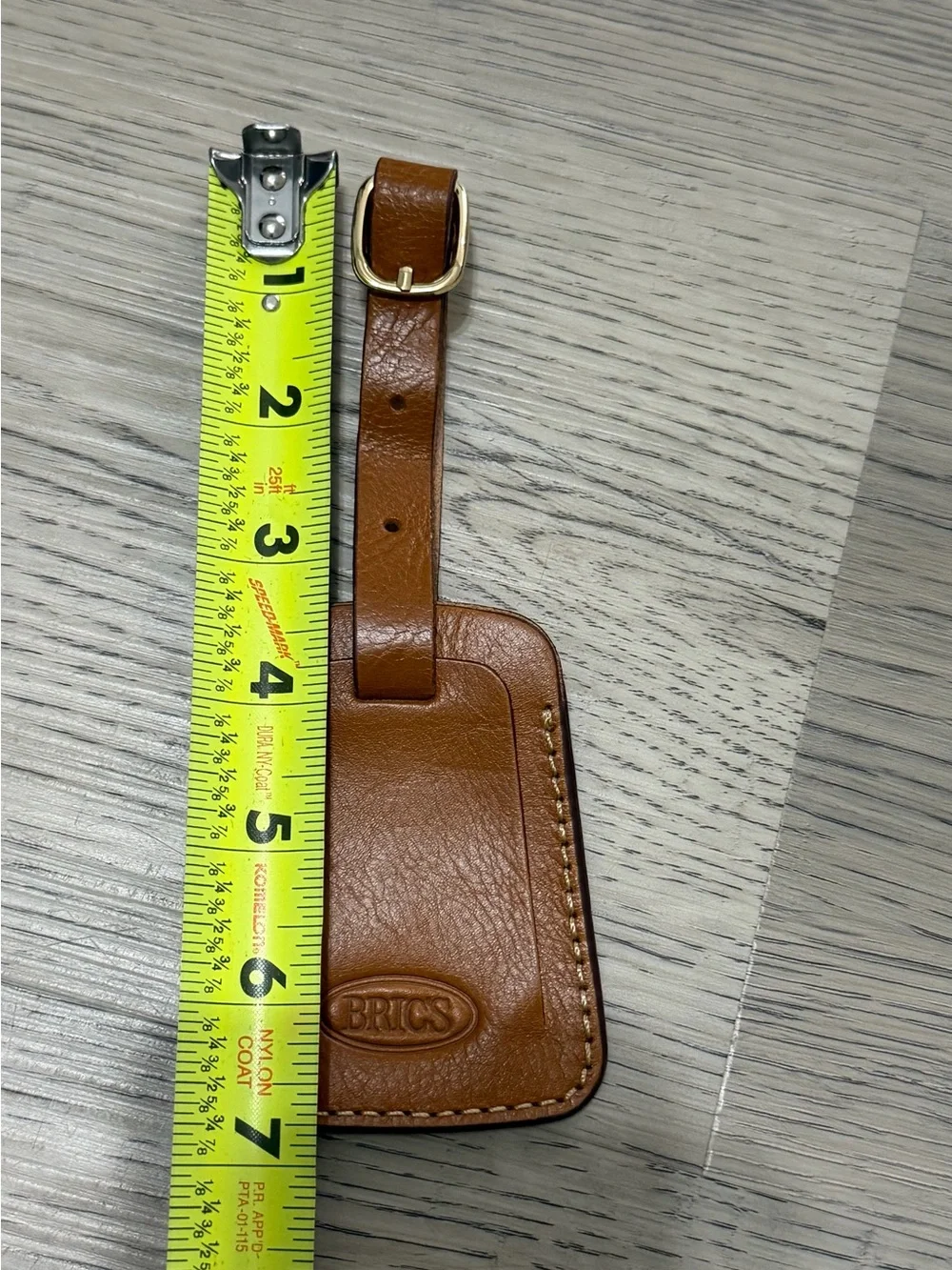 NEW Brics Brown Leather Luggage ID Tag Buckle Suitcase Travel Address Tag